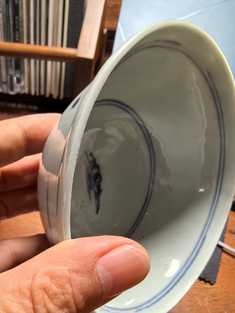 古玩陶瓷清中早期青花蓋碗真品鑒賞圖