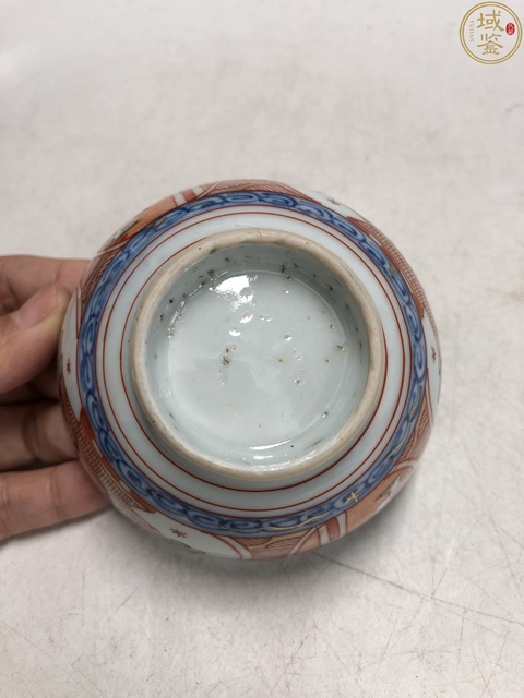 古玩陶瓷康熙·青花五彩開窗山水花籃紋杯拍賣，當前價格1388元