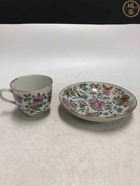 古玩陶瓷清晚·廣彩花鳥紋杯碟一套拍賣，當(dāng)前價格1388元