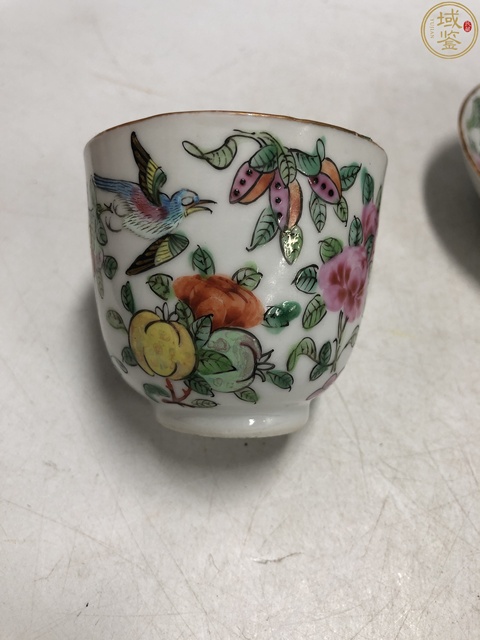 古玩陶瓷清晚·廣彩花鳥紋杯碟一套拍賣，當(dāng)前價格1388元