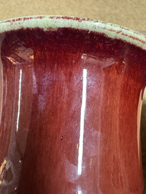 古玩陶瓷鈞紅釉三足香爐真品鑒賞圖