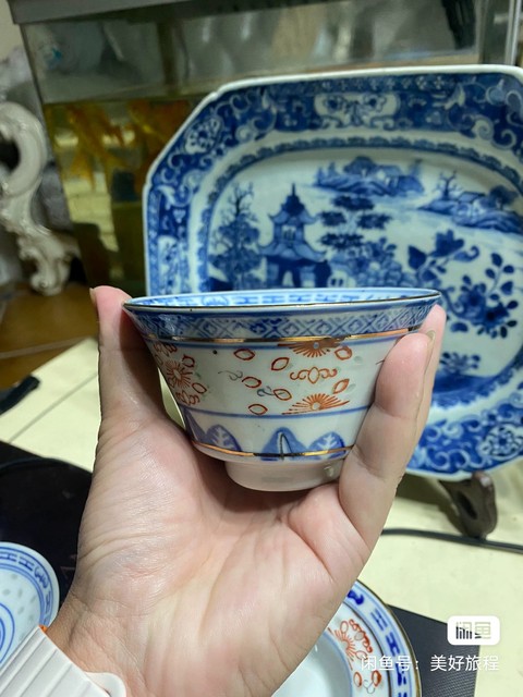 古玩陶瓷玲瓏瓷青花三才蓋杯真品鑒賞圖