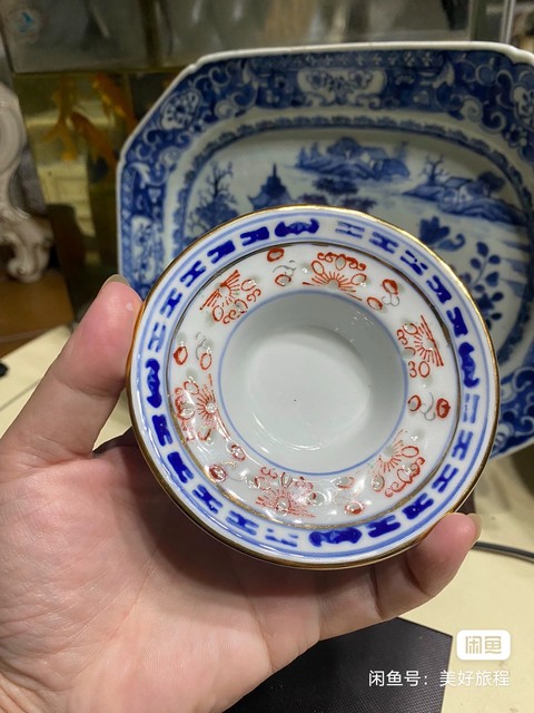 古玩陶瓷玲瓏瓷青花三才蓋杯真品鑒賞圖