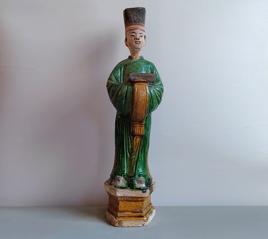 古玩陶瓷碩大的明代三彩人物俑45.5厘米拍賣，當前價格342元