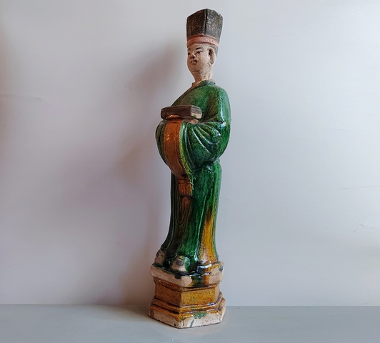 古玩陶瓷碩大的明代三彩人物俑45.5厘米拍賣，當前價格342元