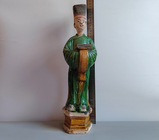 古玩陶瓷碩大的明代三彩人物俑45.5厘米拍賣，當前價格342元