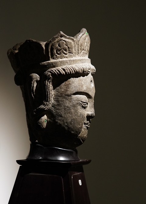 古玩雜項石佛首真品鑒賞圖