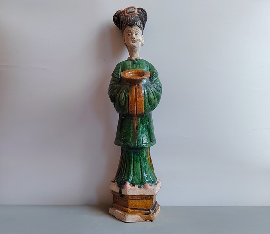 古玩陶瓷明代·三彩仕女俑真品鑒賞圖