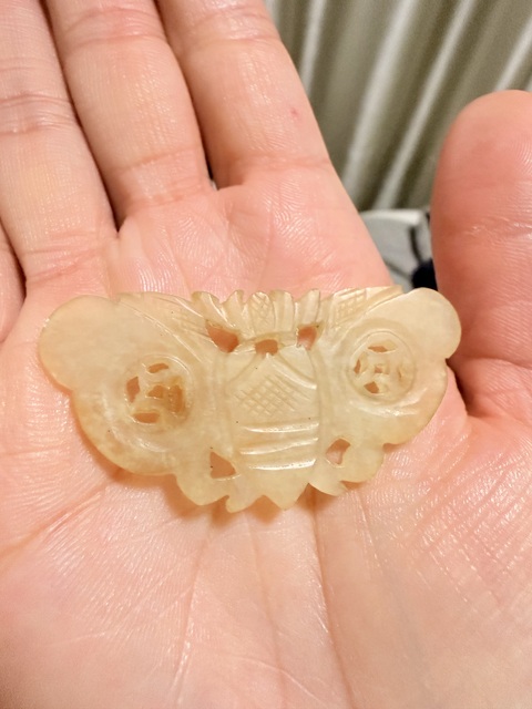 古玩玉器清代玉蝴蝶帽花真品鑒賞圖