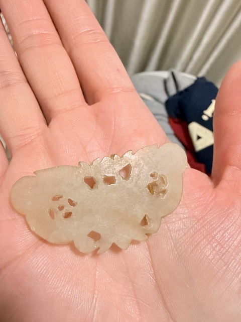 古玩玉器清代玉蝴蝶帽花真品鑒賞圖