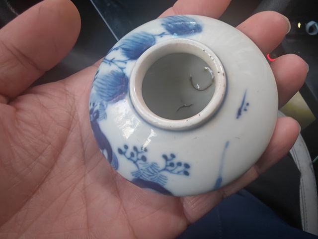 古玩陶瓷青花雙駿圖水盂真品鑒賞圖