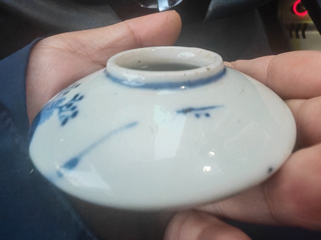 古玩陶瓷青花雙駿圖水盂真品鑒賞圖