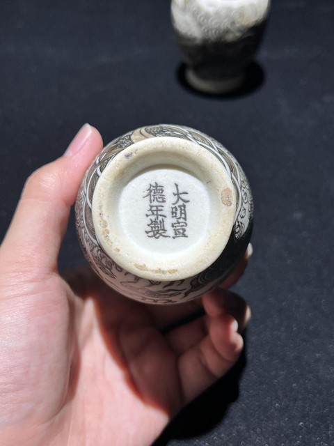 古玩陶瓷清晚期 反瓷魚化龍紋瓶真品鑒賞圖