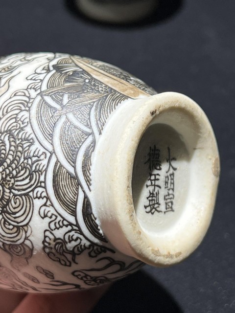 古玩陶瓷清晚期 反瓷魚化龍紋瓶真品鑒賞圖