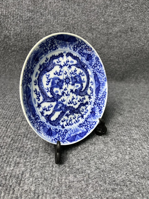 古玩陶瓷青花龍紋盤拍賣，當前價格1188元