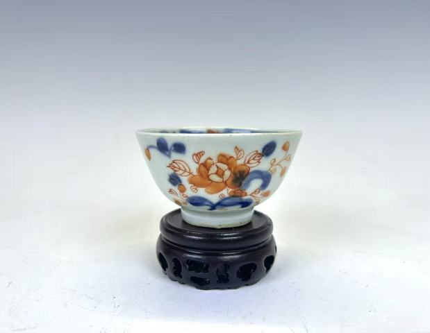 古玩陶瓷清康熙·青花礬紅描金杯碟真品鑒賞圖