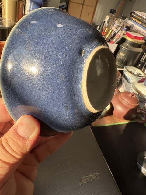 古玩陶瓷外祭藍(lán)釉內(nèi)青花十字金剛寶杵碗拍賣，當(dāng)前價格7866元