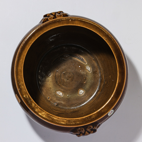 古玩陶瓷清中期 茶葉末釉雙耳尊真品鑒賞圖