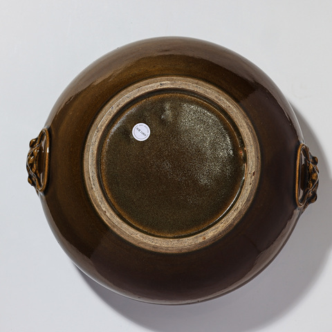 古玩陶瓷清中期 茶葉末釉雙耳尊真品鑒賞圖