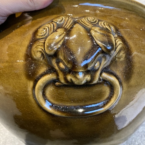 古玩陶瓷清中期 茶葉末釉雙耳尊真品鑒賞圖