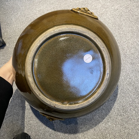 古玩陶瓷清中期 茶葉末釉雙耳尊真品鑒賞圖