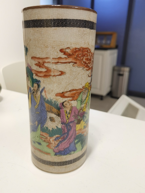 古玩陶瓷八仙人物帽筒真品鑒賞圖