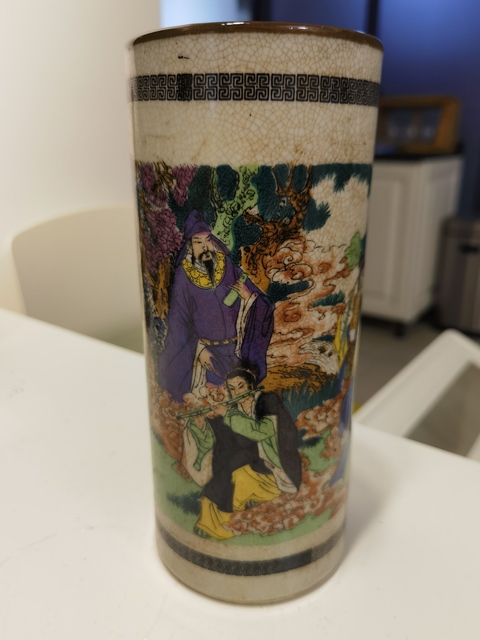 古玩陶瓷八仙人物帽筒真品鑒賞圖