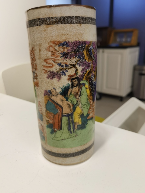 古玩陶瓷八仙人物帽筒真品鑒賞圖