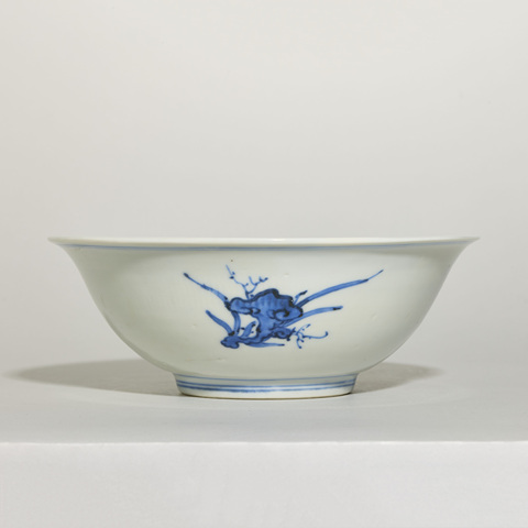 古玩陶瓷明晚期 青花花卉紋碗真品鑒賞圖