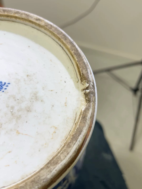 古玩陶瓷青花留白冰梅紋花觚真品鑒賞圖