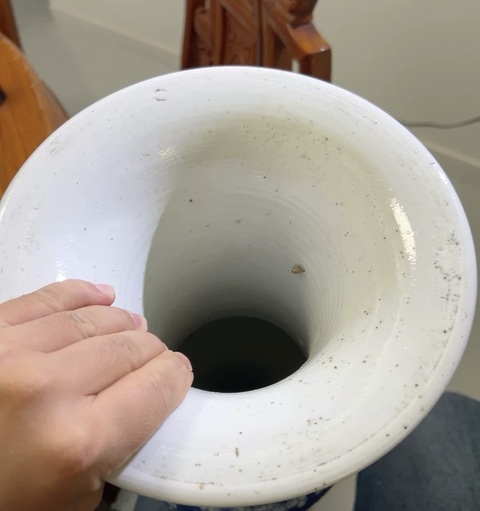 古玩陶瓷青花留白冰梅紋花觚真品鑒賞圖