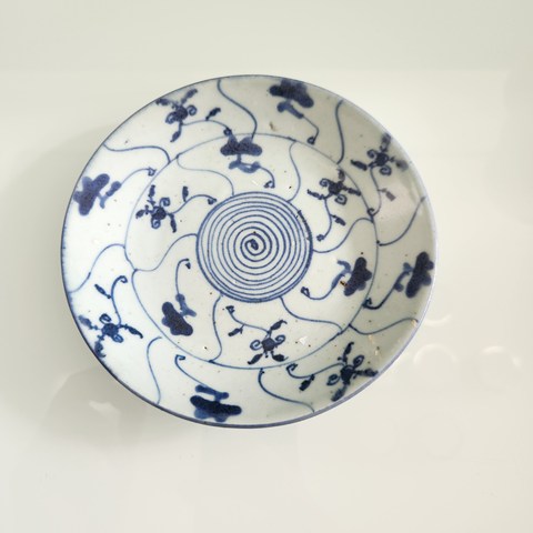 古玩陶瓷雍正青花靈芝紋盤真品鑒賞圖