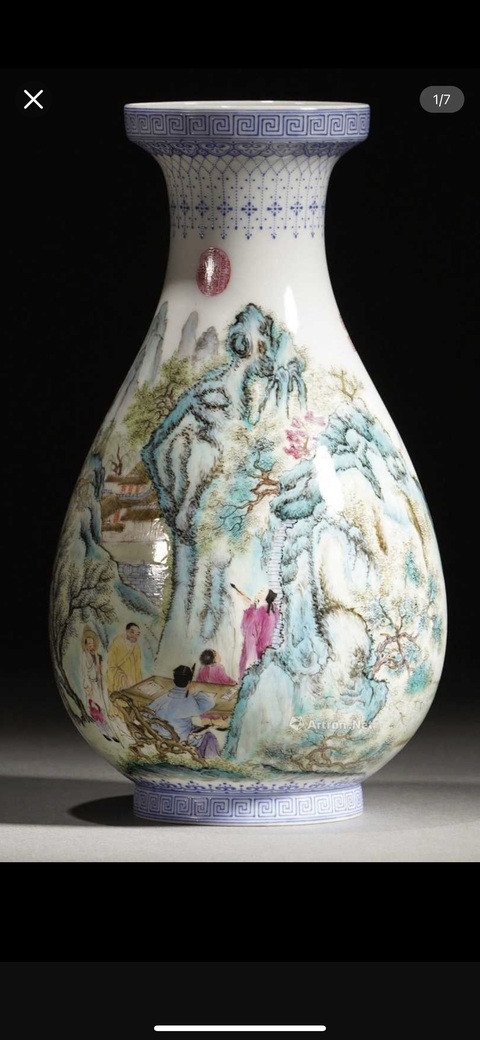 古玩陶瓷567粉彩人物紋大瓶真品鑒賞圖