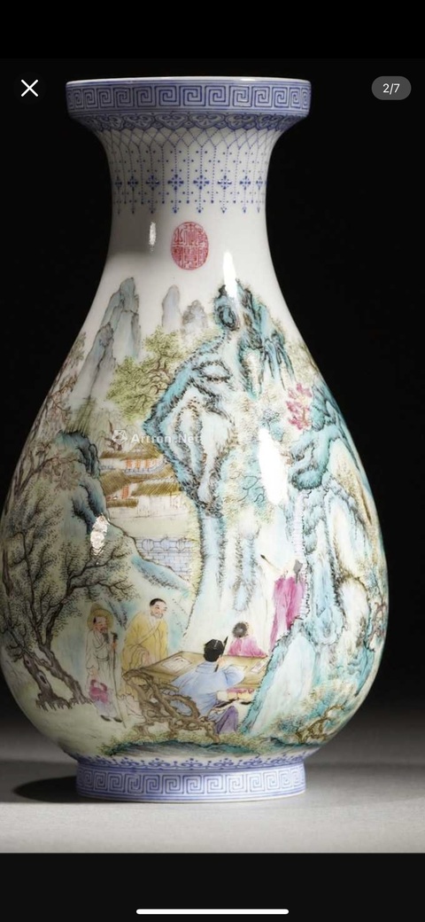 古玩陶瓷567粉彩人物紋大瓶真品鑒賞圖