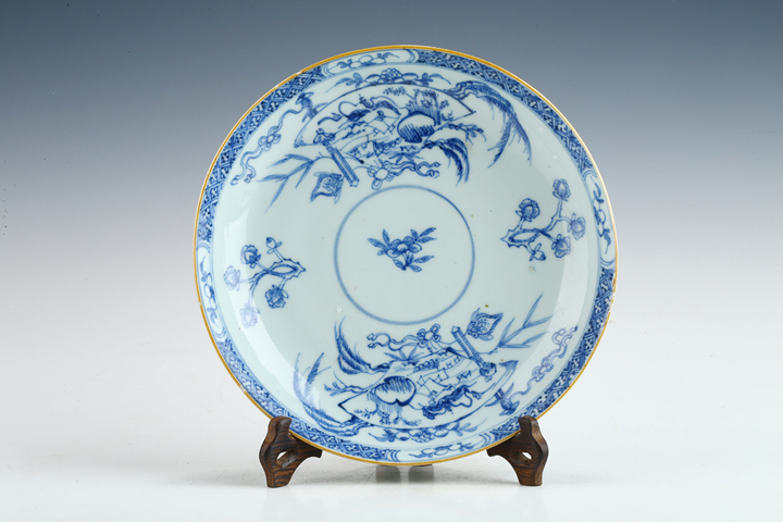 古玩陶瓷康熙·青花開窗山水紋盤真品鑒賞圖