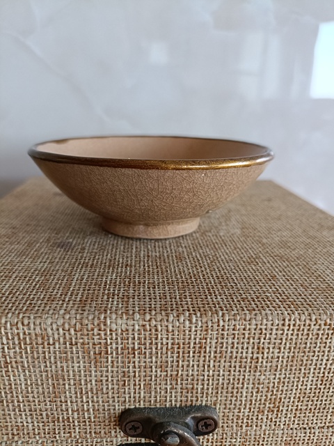 古玩陶瓷罕見宋末元初龍泉黃釉冰片紋茶盞拍賣，當前價格2980元