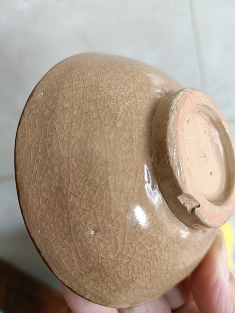 古玩陶瓷罕見宋末元初龍泉黃釉冰片紋茶盞拍賣，當前價格2980元