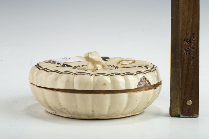 古玩陶瓷清·白釉褐彩南瓜真品鑒賞圖