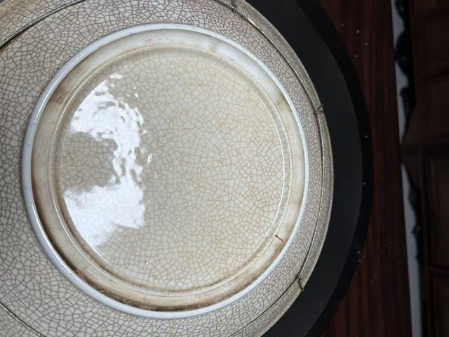 古玩陶瓷哥釉五彩雙鳳牡丹花紋盤真品鑒賞圖