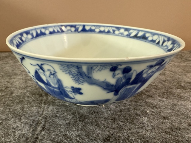 古玩陶瓷民國 青花福祿壽三星碗真品鑒賞圖