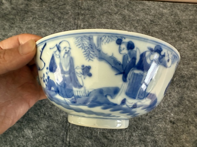 古玩陶瓷民國 青花福祿壽三星碗真品鑒賞圖