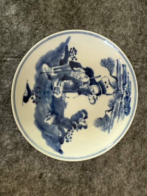 古玩陶瓷清晚期 青花福祿壽三星盤真品鑒賞圖