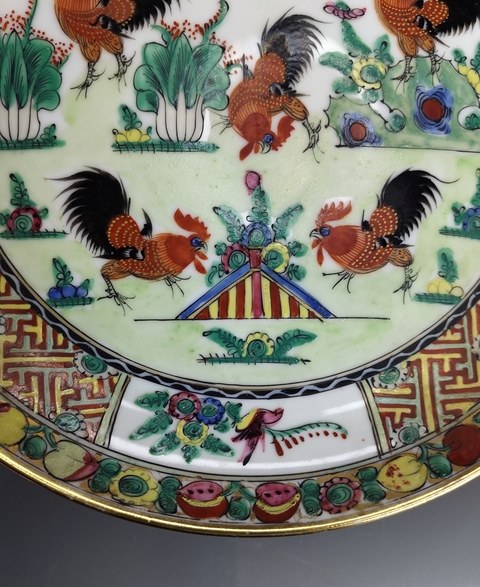 古玩陶瓷廣彩官上加官折沿盤真品鑒賞圖