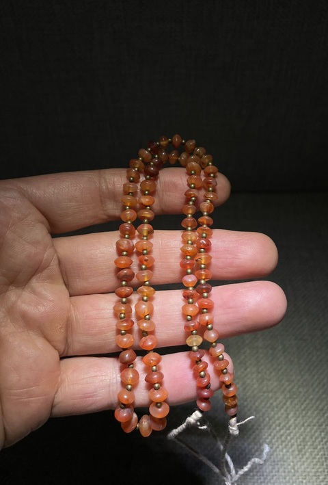 古玩玉器紅瑪瑙珠串真品鑒賞圖