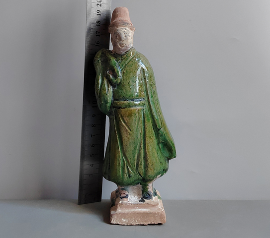 古玩陶瓷明代三彩人物站立俑拍賣，當前價格76元