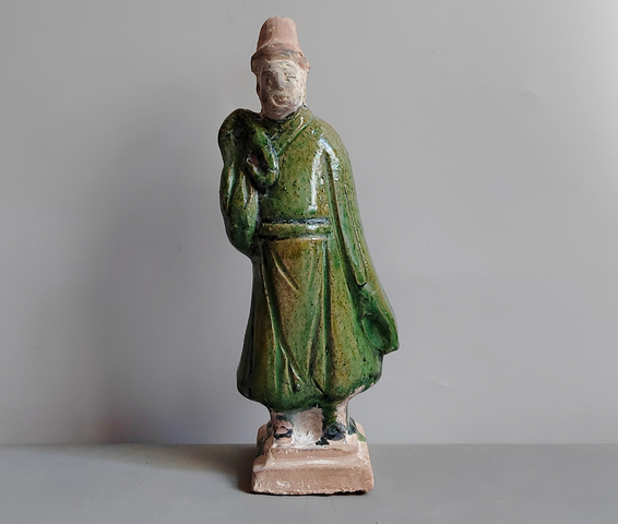 古玩陶瓷明代三彩人物站立俑拍賣，當前價格76元