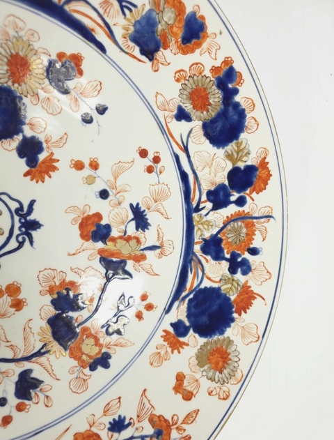 古玩陶瓷日本明治青花礬紅仙鶴紋盤真品鑒賞圖