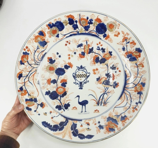 古玩陶瓷日本明治青花礬紅仙鶴紋盤真品鑒賞圖