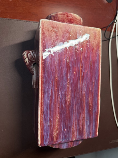 古玩陶瓷均紅窯變四方象耳尊真品鑒賞圖