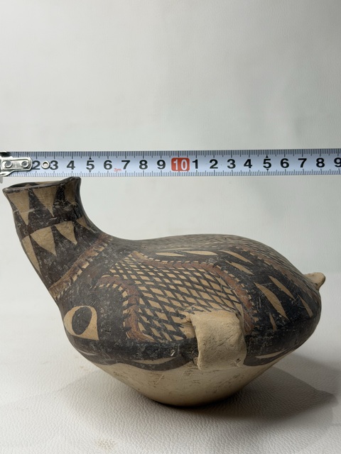 古玩陶瓷文化期·彩繪網(wǎng)格紋鳥型壺 真品鑒賞圖